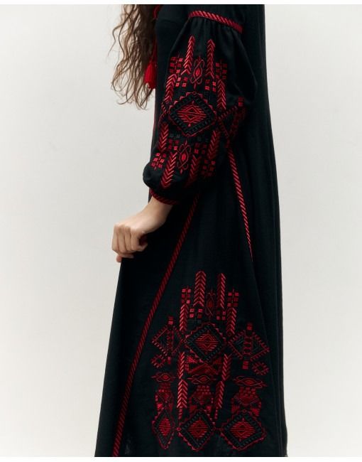 Embroidered black dress “Verkhovyna”, XS