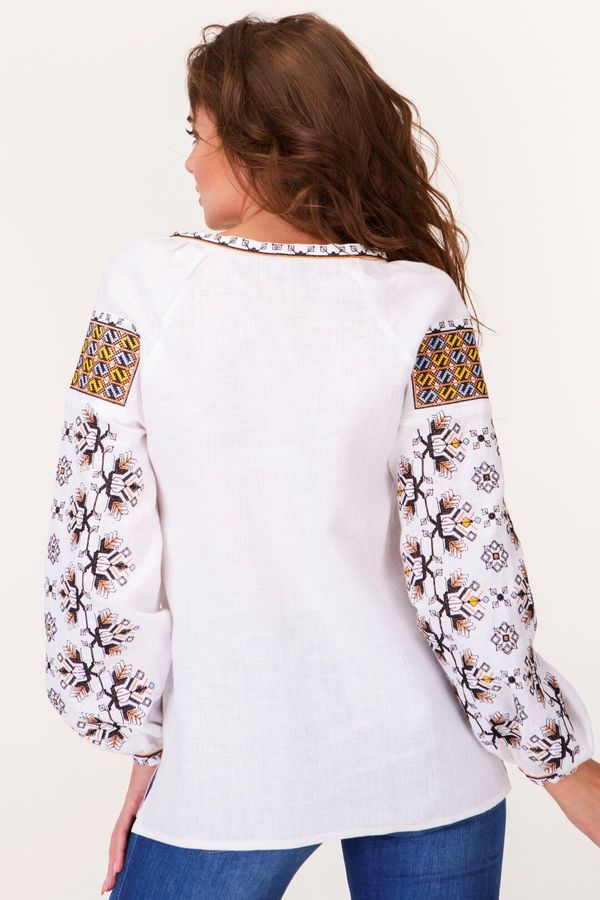 Women's Cotton Embroidered Shirt in Bukovyna Ornament Style, S