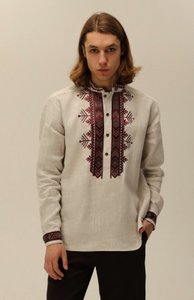 Embroidered shirt for men "Volyn" gray, 40