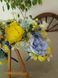 Обруч з жовто-блакитними квітами та кришталиками