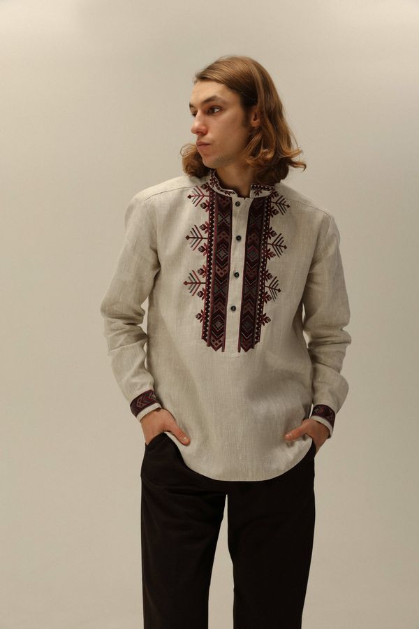 Embroidered shirt for men "Volyn" gray, 40