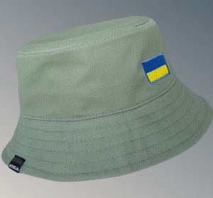 Haki Panama Hat with Ukrainian Flag, S