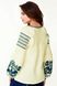 Milky Embroidered Linen Shirt with Dark Green Birds, Ukrainian Baroque, XS