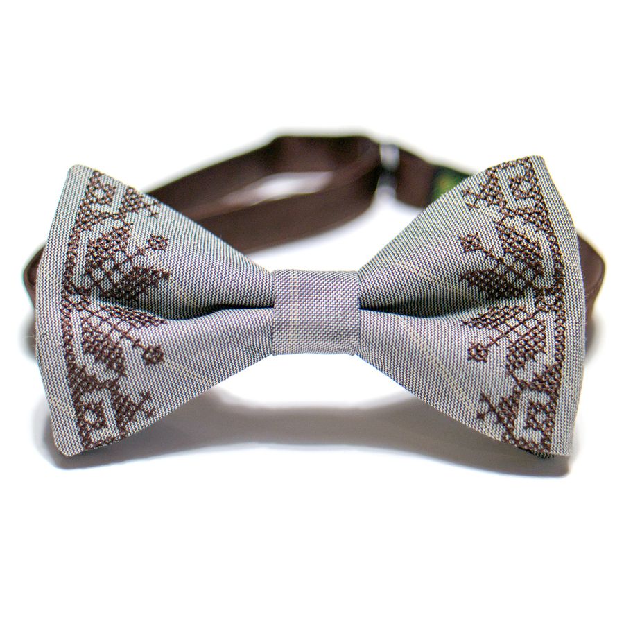 Beige Embroidered Bow-tie