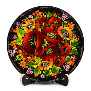 Small Decorative Plate with Petrykivka Painting