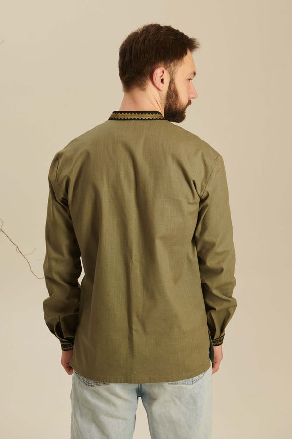 Men's khaki embroidered shirt, 52