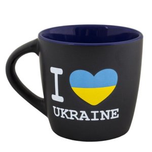 Чашка Love Ukraine, 300 мл чорна з синім