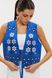 Women's embroidered vest in blue with floral ornament, M