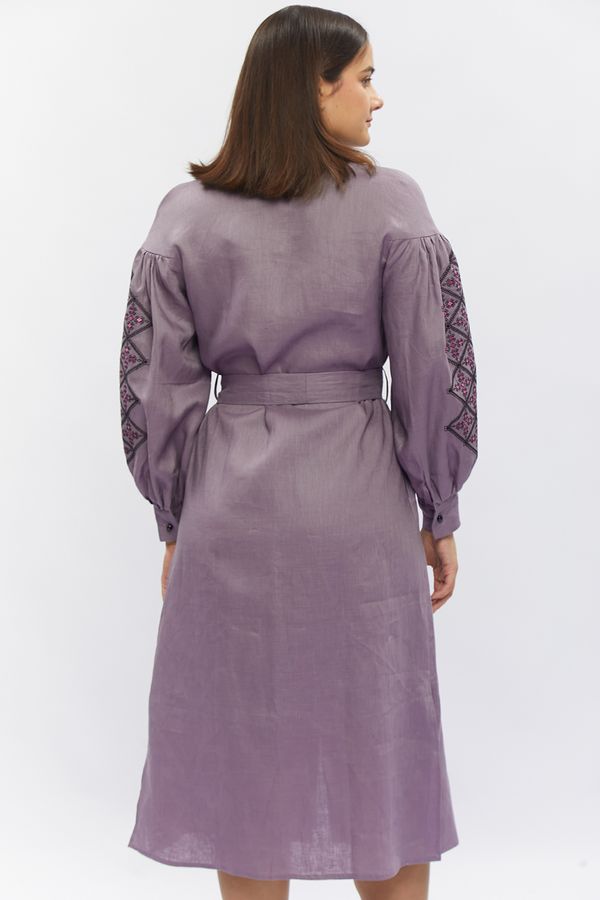 Embroidered dress with buttons, purple, S