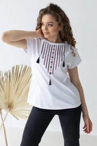 Women's Embroidered White T-Shirt, L