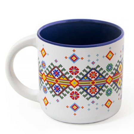 Pottery Mug "Coloured Embroidery"