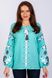 Women's Turquoise Linen Embroidered Shirt , XS