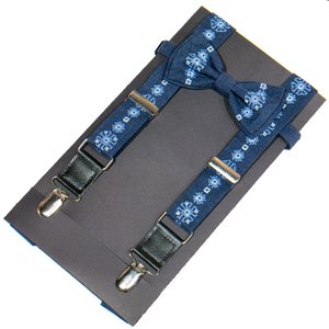 Children's embroidered suspenders with a butterfly are blue