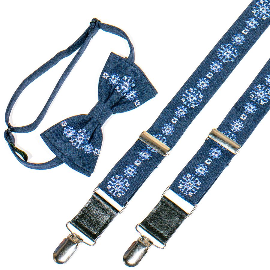 Children's embroidered suspenders with a butterfly are blue