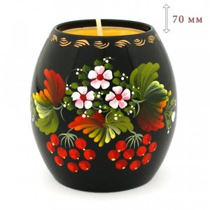 Petrykivka Painting Wooden Candlestick