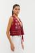 Burgundy vest “Primachenko” with floral ornament, S