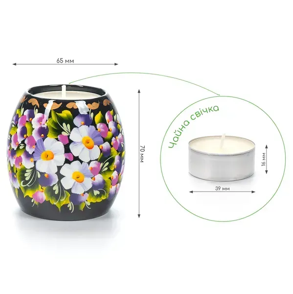 Petrykivka Painting Wooden Candlestick