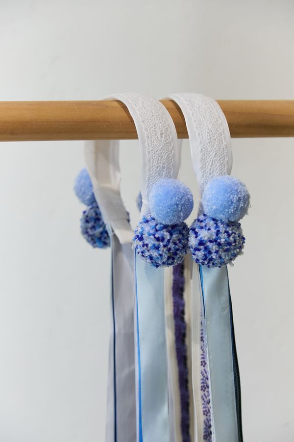 White and blue headband, adult size