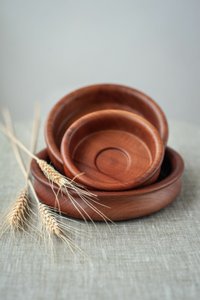 Set of Handmade Wooden Plates, Pear