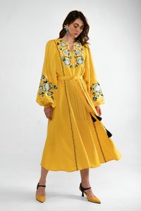 Жіноча вишита сукня жовтого кольору, XS/S