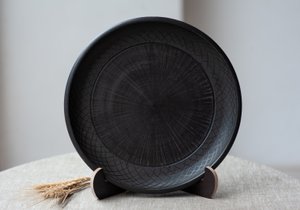 Handmade Black-Smoked Ceramic Plate
