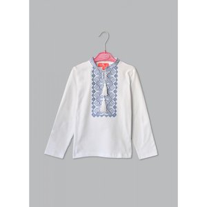 Long sleeve T-shirt for boys with blue embroidery, 110