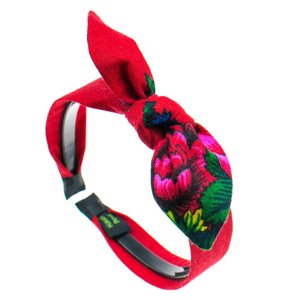 Red Floral Embroidered Headband