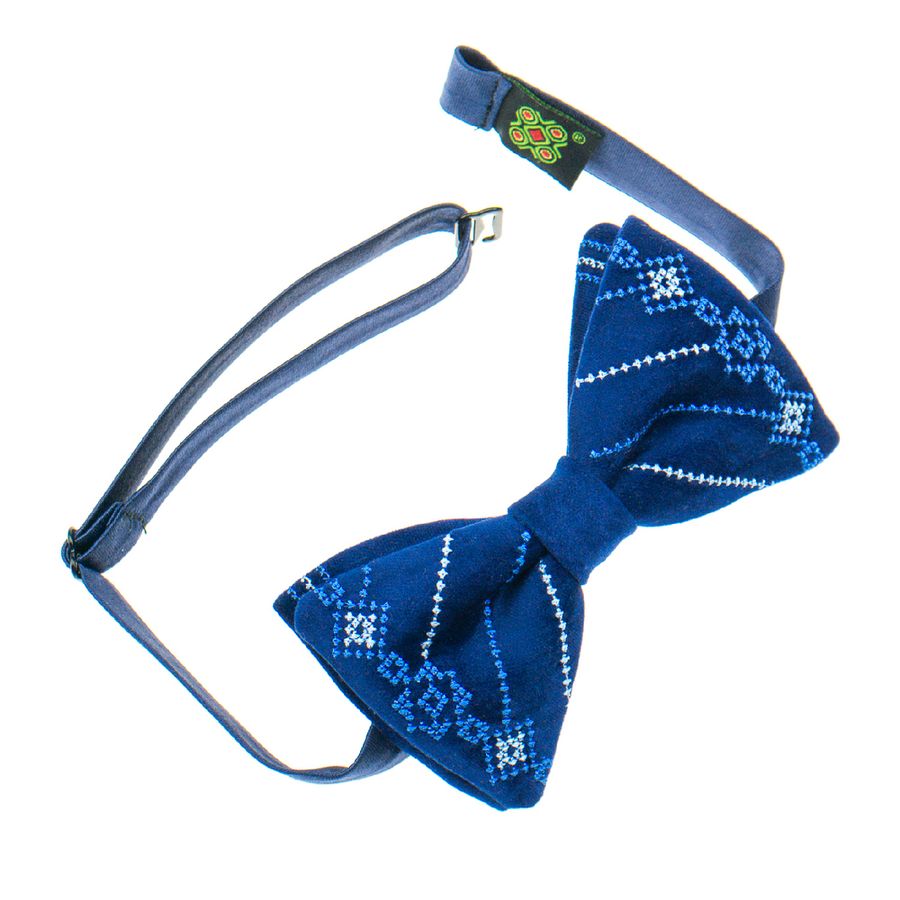 Blue Embroidered Bowtie