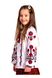 White Linen Embroidered Shirt for Girls with Dark Floral Ornament, 110