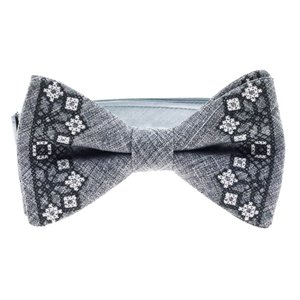 Grey embroidered bow-tie