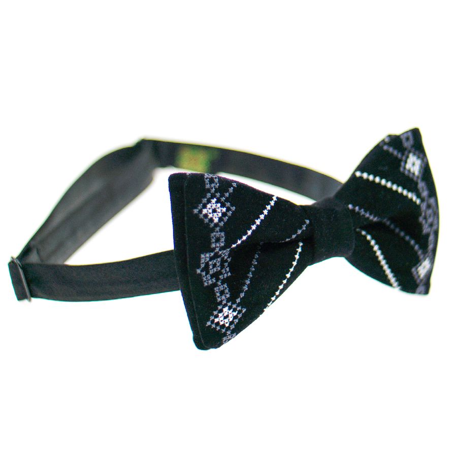 Black Embroidered Bow Tie