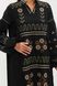 Embroidered long black dress with floral pattern, S