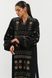 Embroidered long black dress with floral pattern, S