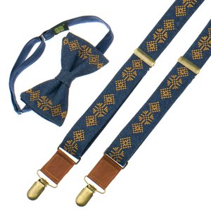 Bow Tie & Suspenders Set with Embroidery