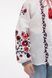 White Linen Embroidered Shirt for Girls with Dark Floral Ornament, 110