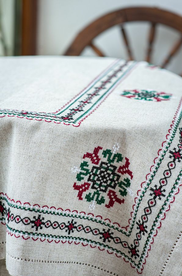 Embroidered Linen Tablecloth