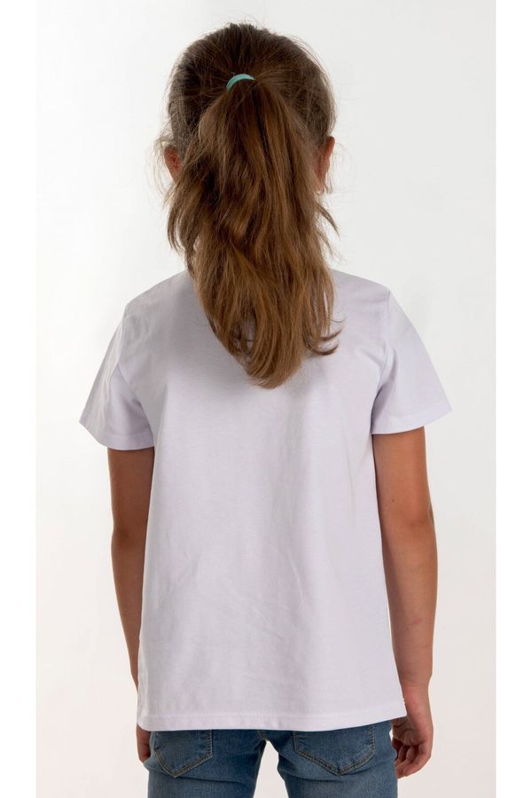 White Embroidered T-Shirt for Girls, 122