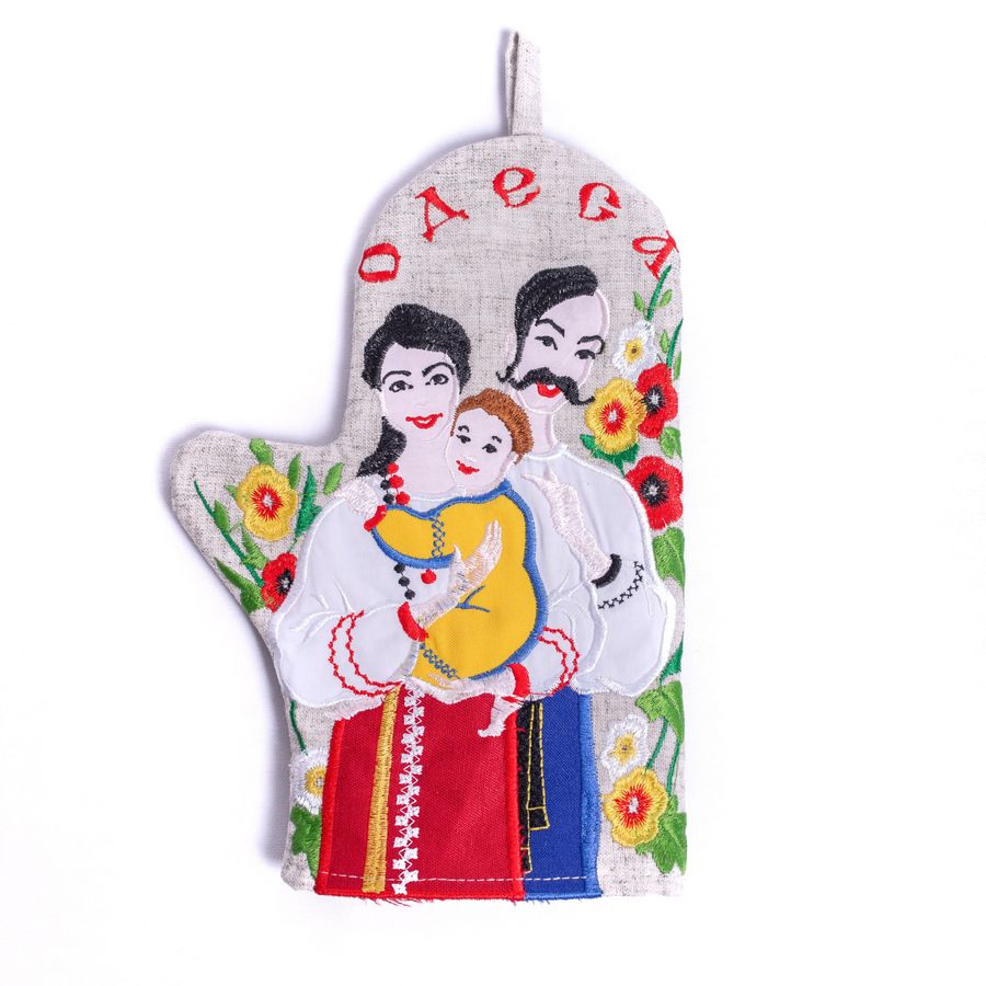 Linen Oven Glove "Odesa-Family", Right