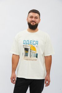 Unisex T-shirt with Odesa print, milky color, L