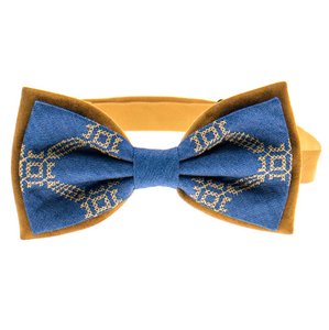 Embroidered bow-tie in mustard blue