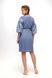 Linen Midi Embroidered Dress in Pale-blue Color, S