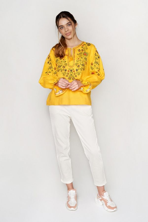 Women's  yellow with green Embroidery, XS