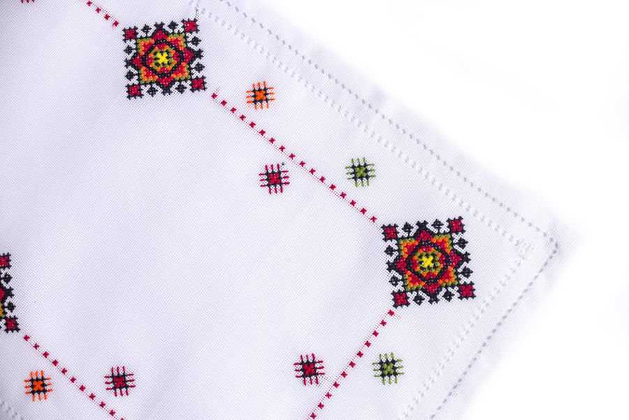 Embroidered Napkin with Coloured Flowers